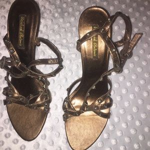 Rare Michael Antonio Copper Open Toe Heels